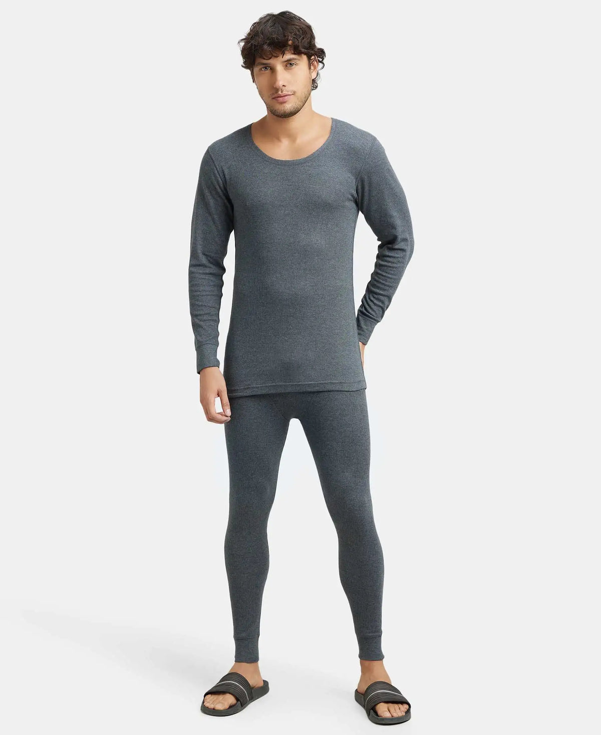 Extra Warmth Super Combed Cotton Rich Thermal Long Johns with StayWarm Technology - Charcoal Melange