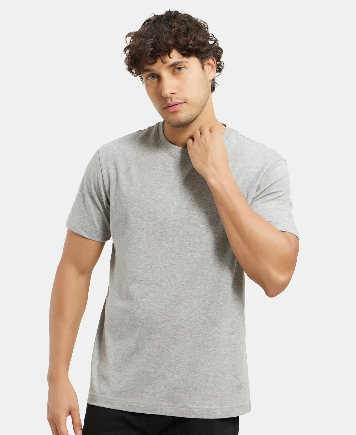 Super Combed Cotton Rich Round Neck Half Sleeve T-Shirt - Grey Melange
