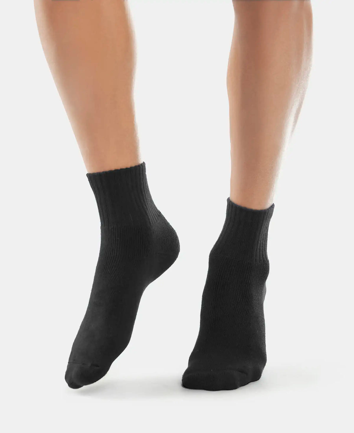 Compact Cotton Terry Ankle Length Socks With StayFresh Treatment - Black