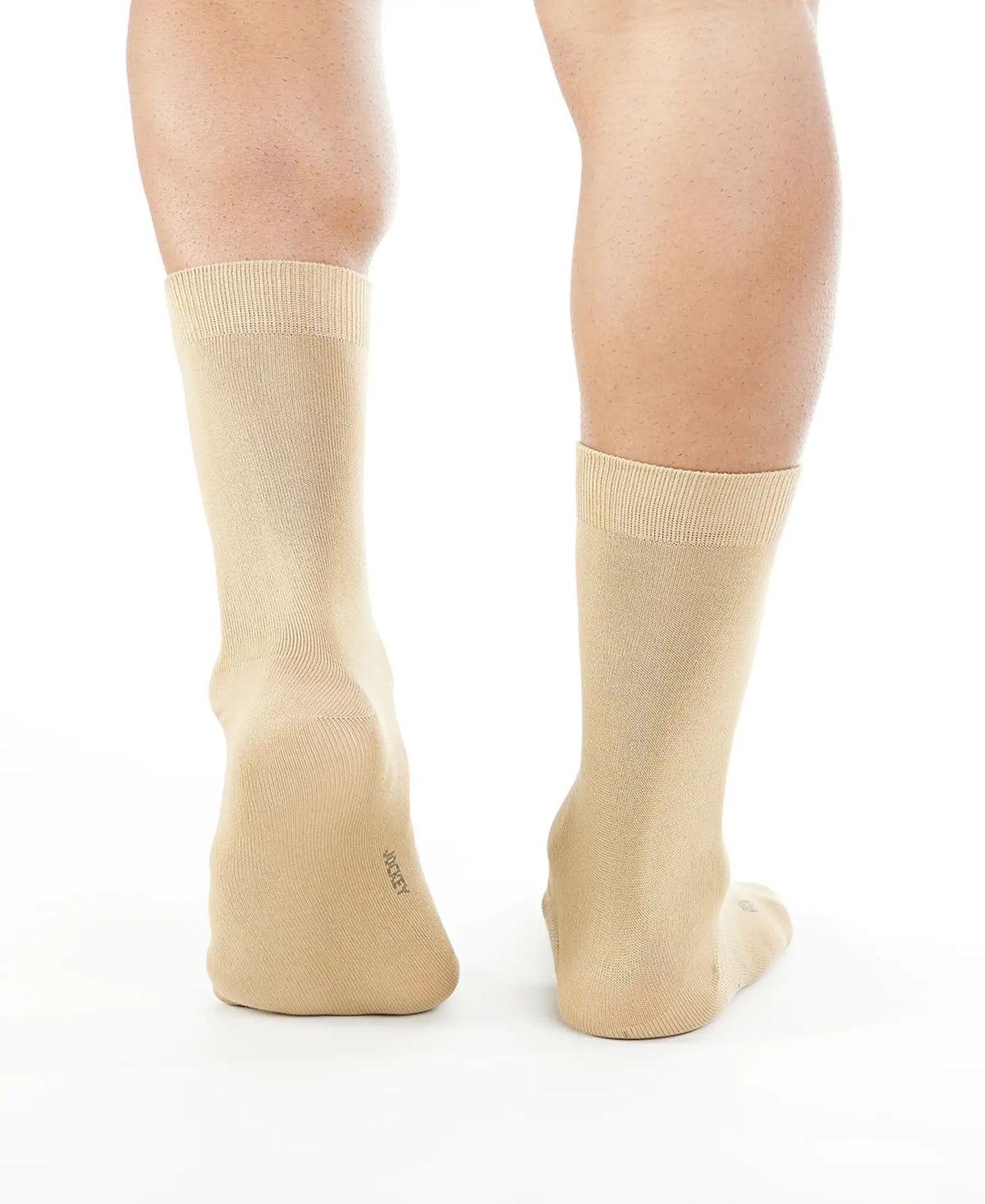 Mercerized Cotton Elastane Stretch Crew Length Socks with StayFresh Treatment - Beige