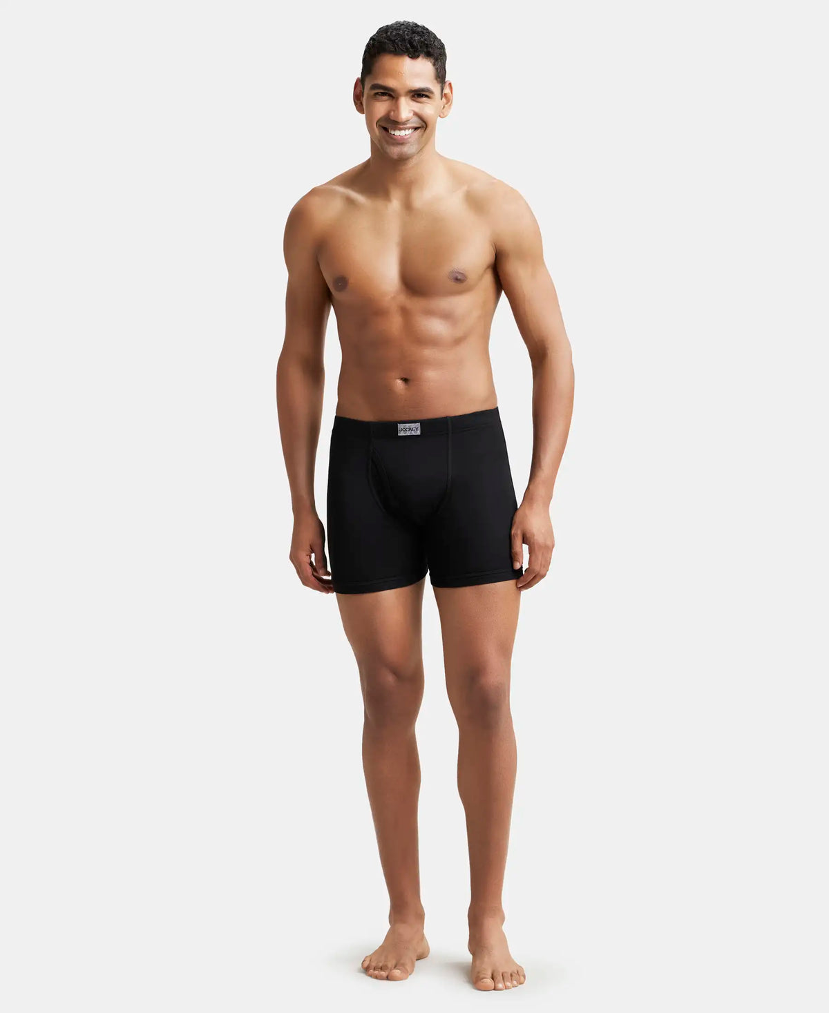 Super Combed Cotton Rib Solid Boxer Brief with Ultrasoft and Durable Waistband - Black (Pack of 2)