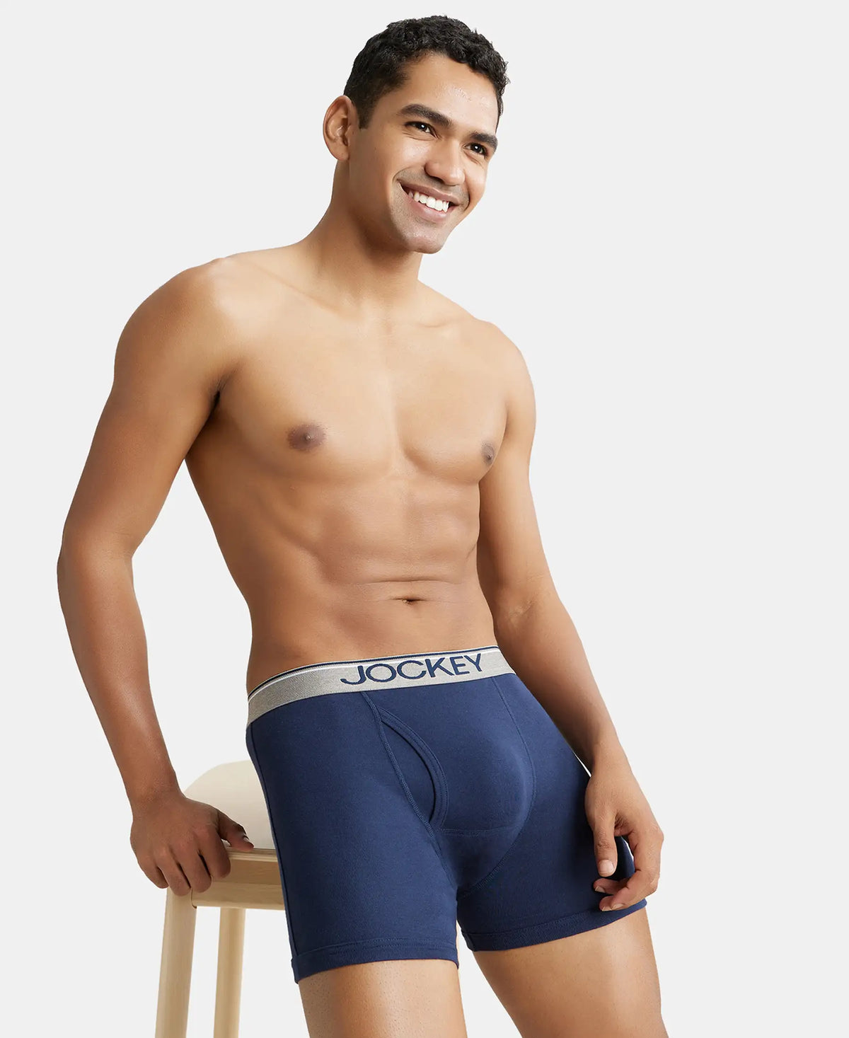 Super Combed Cotton Rib Solid Boxer Brief with Ultrasoft and Durable Waistband - Deep Navy