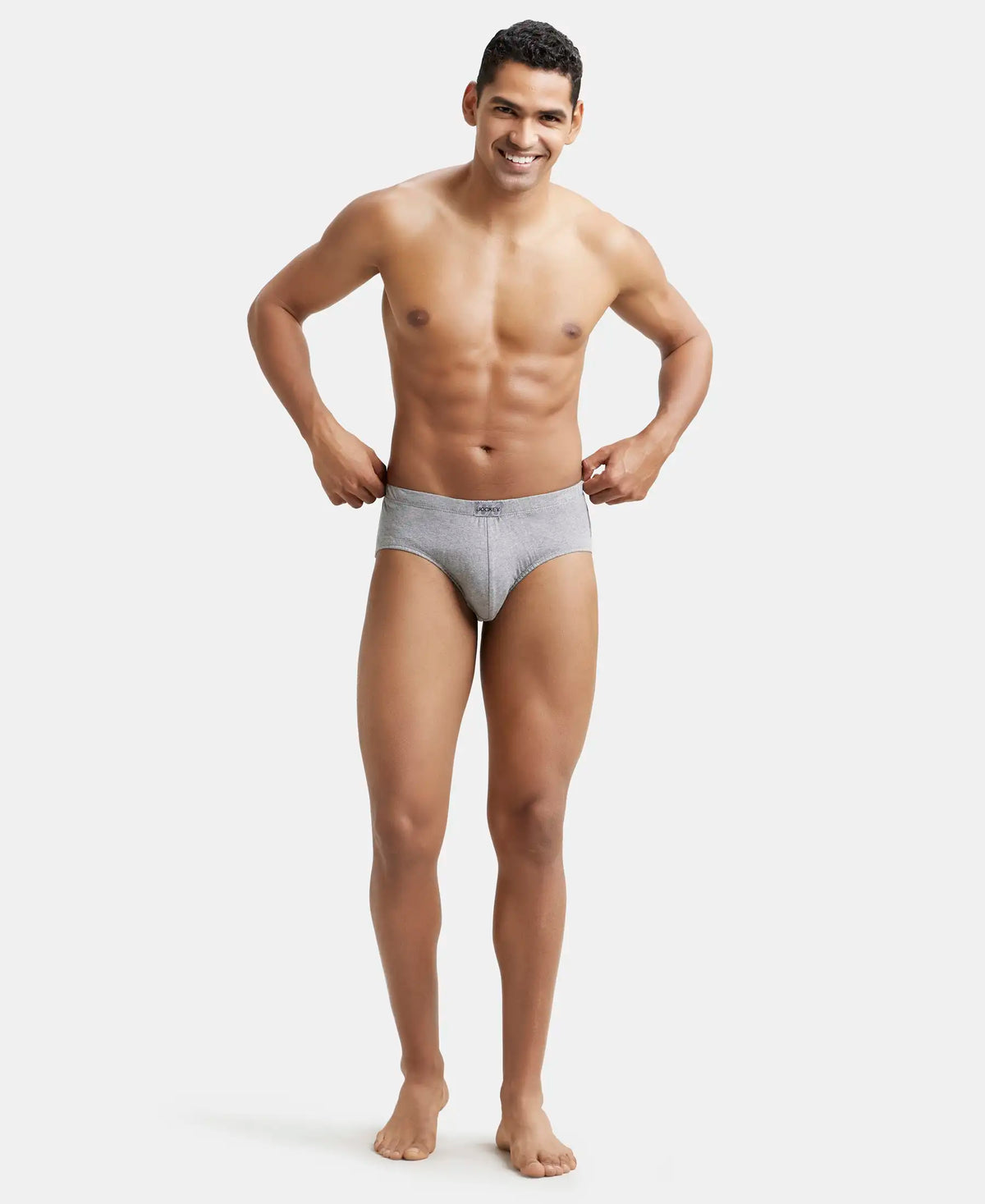 Super Combed Cotton Solid Brief with Ultrasoft Concealed Waistband - Grey Melange