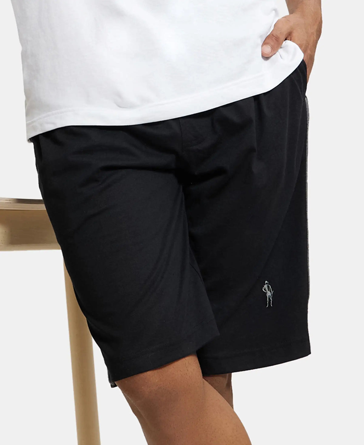 Super Combed Cotton Rich Regular Fit Shorts with Side Pockets - Black