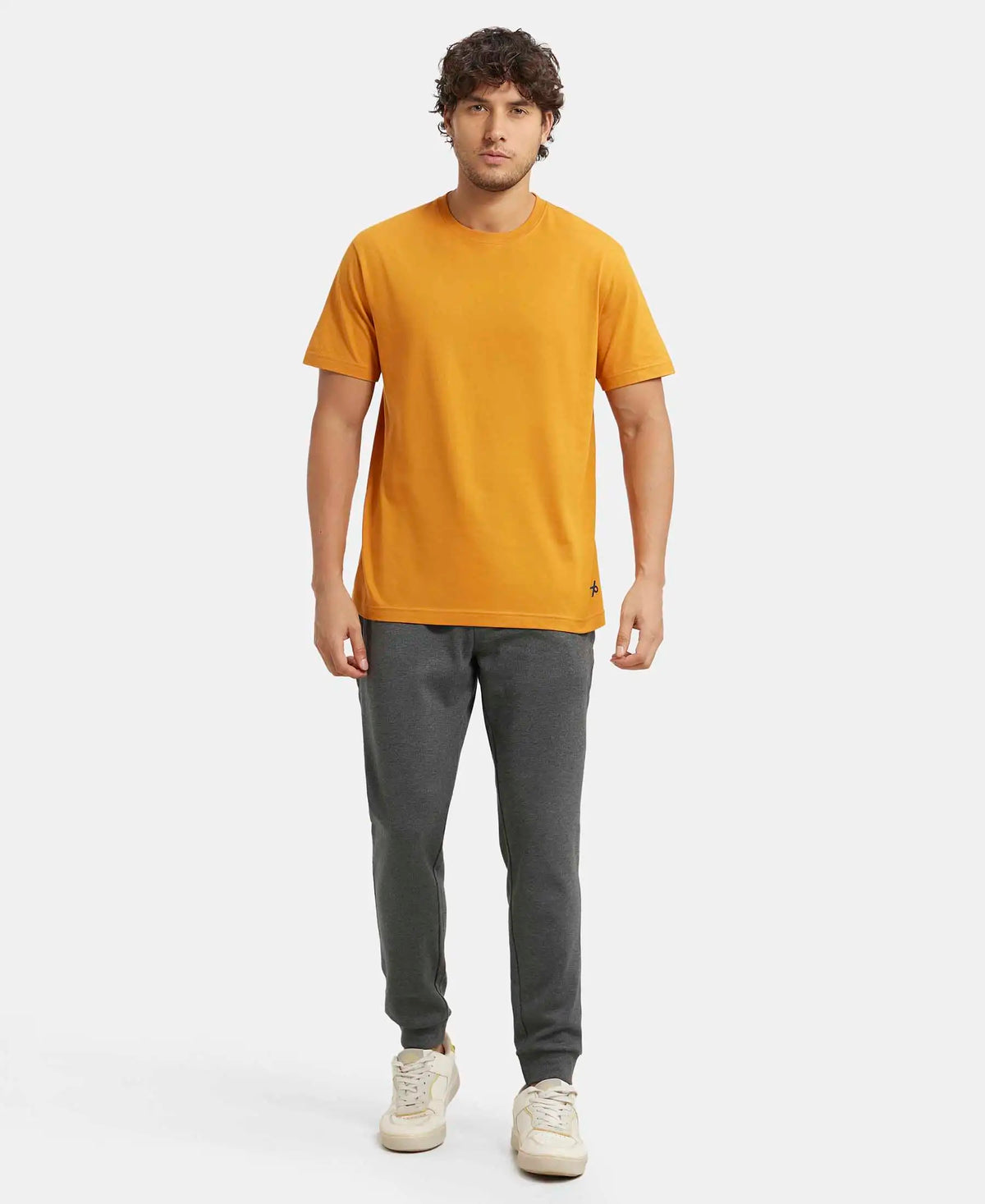 Super Combed Cotton Rich Slim Fit Jogger with Zipper Pockets - Charcoal Melange