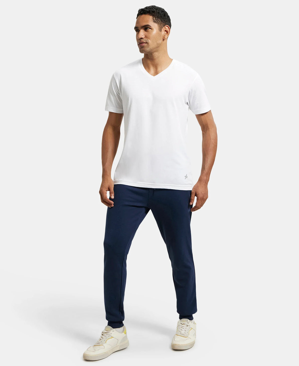Super Combed Cotton Rich Slim Fit Jogger with Zipper Pockets - Navy