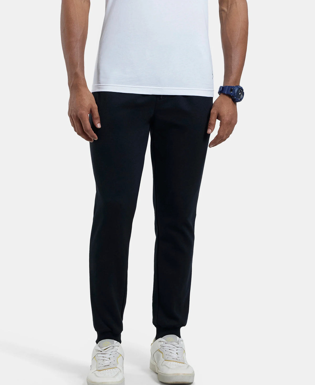 Super Combed Cotton Rich Pique Slim Fit Jogger with Zipper Pockets - Black