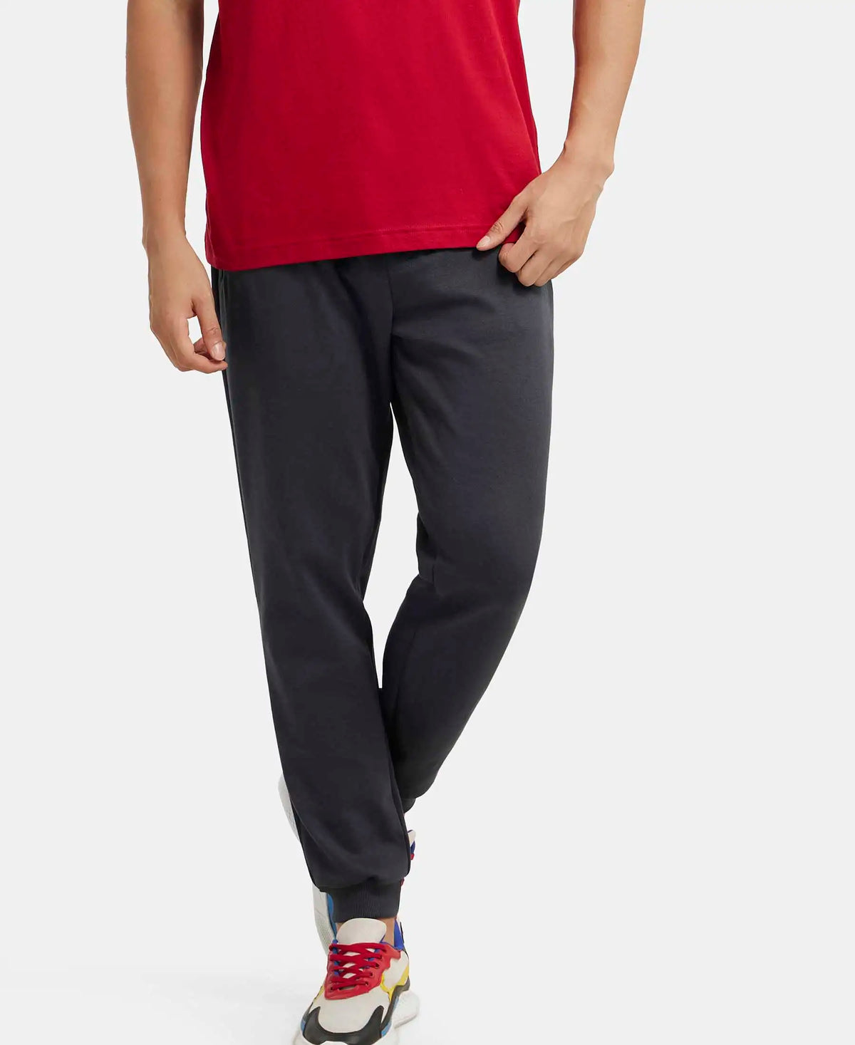 Super Combed Cotton Rich Pique Slim Fit Jogger with Zipper Pockets - Graphite