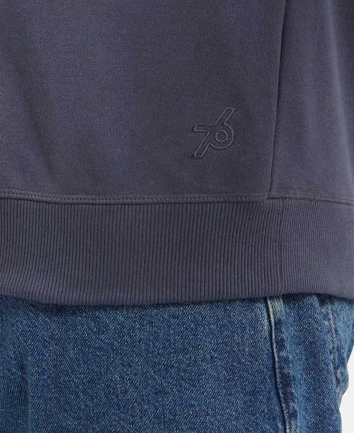 Super Combed Cotton Rich Pique Sweatshirt with Ribbed Cuffs - Odyssey grey