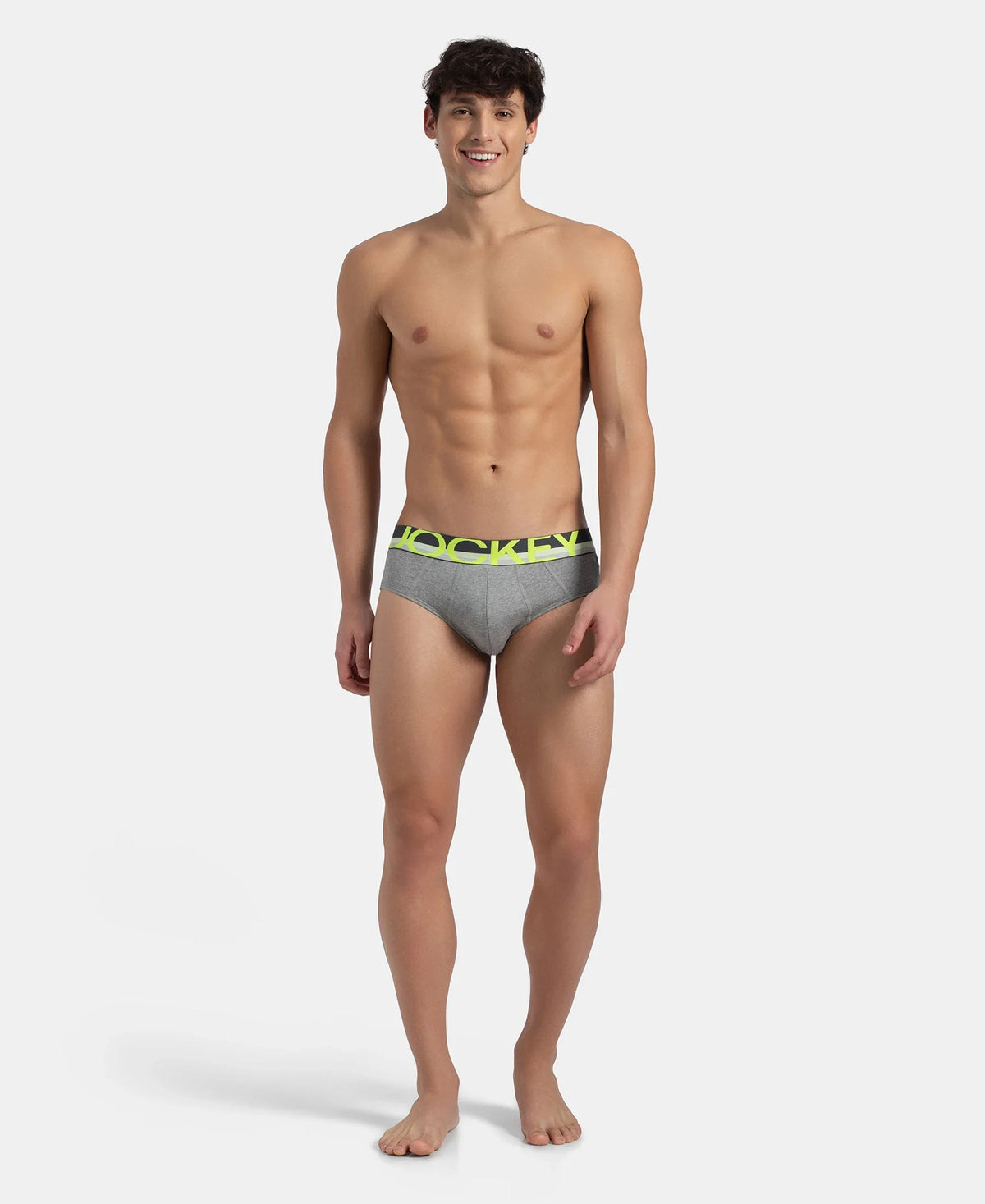 Super Combed Cotton Solid Brief with Ultrasoft Waistband - Grey