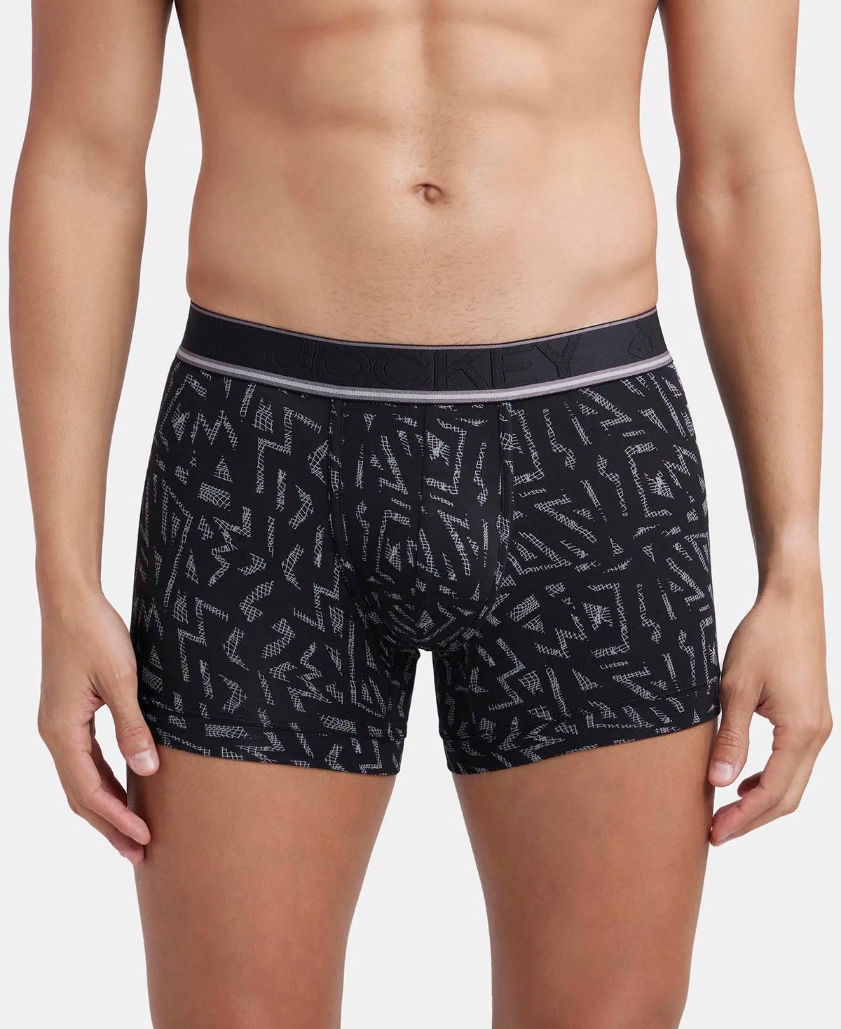 Tencel Micro Modal Elastane Stretch Printed Trunk with Natural StayFresh Properties - Black
