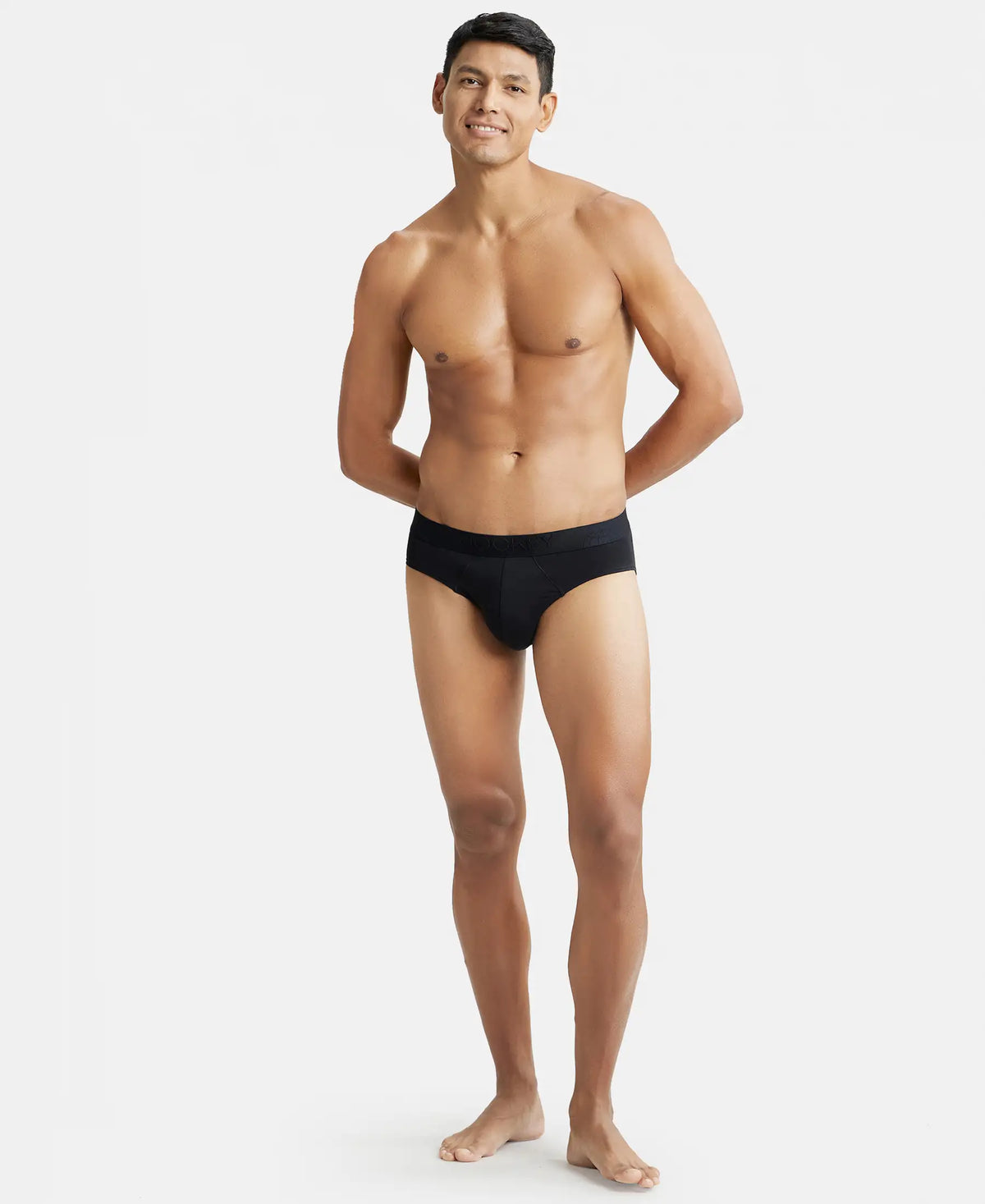 Tencel Micro Modal Cotton Elastane Stretch Solid Brief with Natural StayFresh Properties - Black