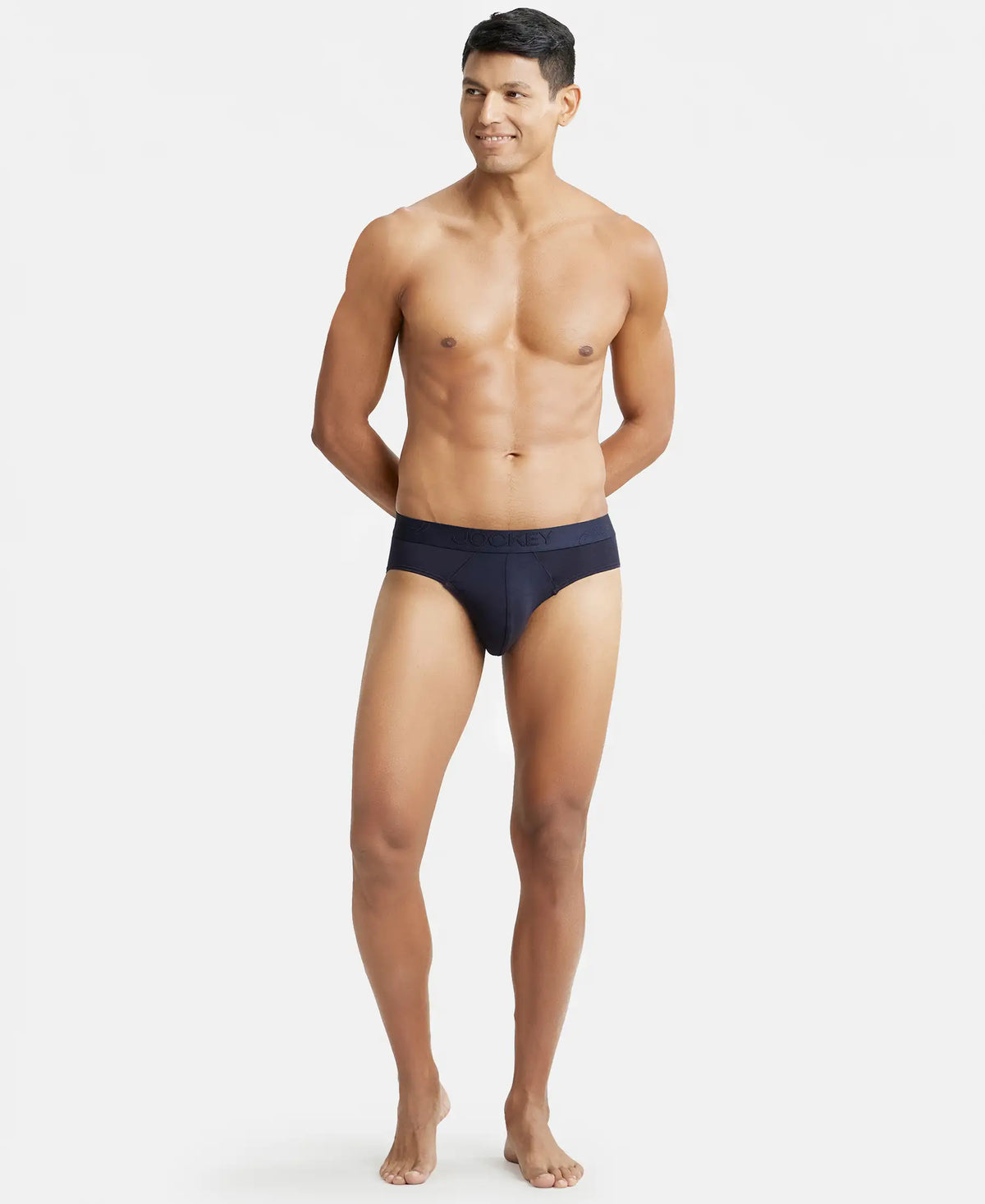 Tencel Micro Modal Cotton Elastane Stretch Solid Brief with Natural StayFresh Properties - True Navy