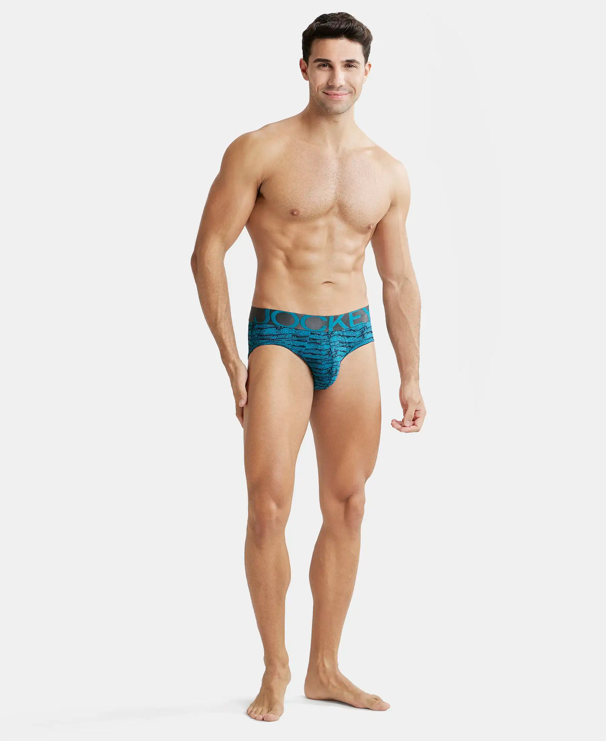 Tactel Microfiber Elastane Stretch Printed Brief with Moisture Move Properties - Ocean Depth Prints