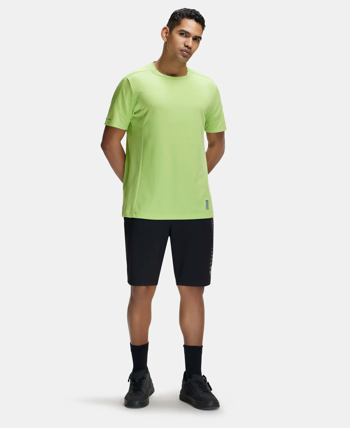 Super Combed Cotton Blend Solid Round Neck Half Sleeve T-Shirt with Breathable Mesh - Green Glow