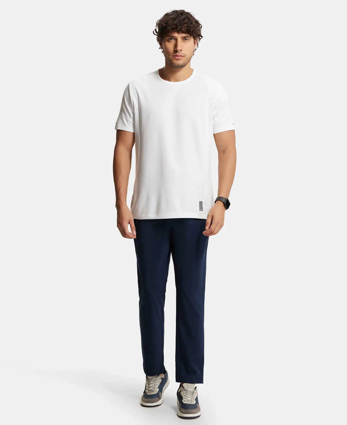 Recycled Microfiber Elastane Stretch Trackpant with Zipper Pockets and StayFresh Treatment - Navy