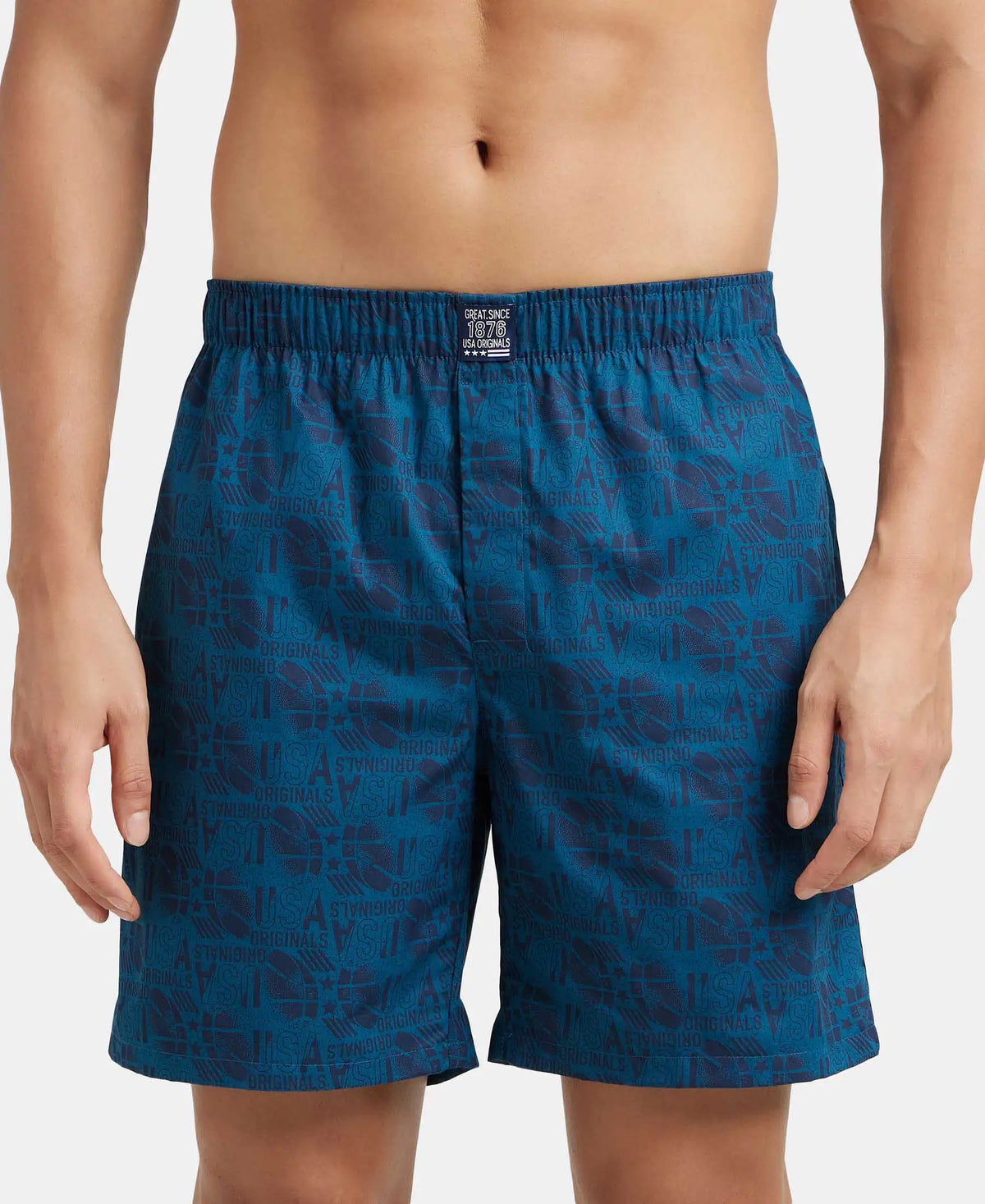 Super Combed Mercerized Cotton Woven Printed Boxer Shorts with Side Pockets - Assorted