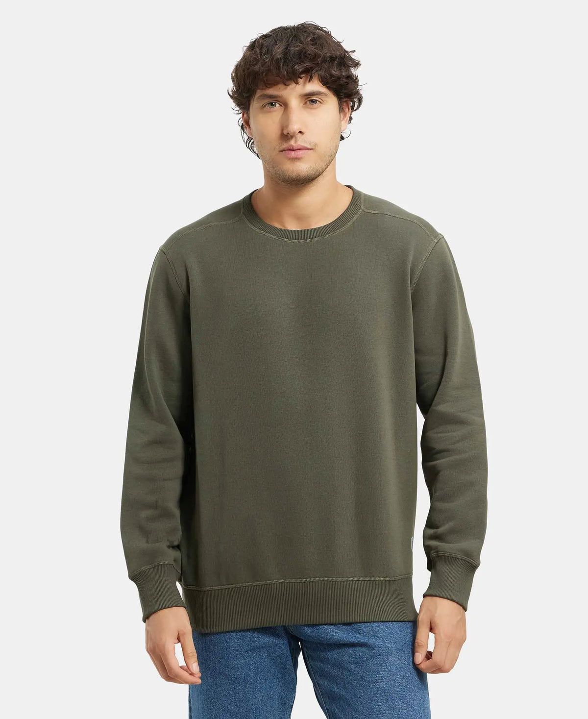 Super Combed Cotton Rich Fleece Sweatshirt with StayWarm Technology - Deep Olive