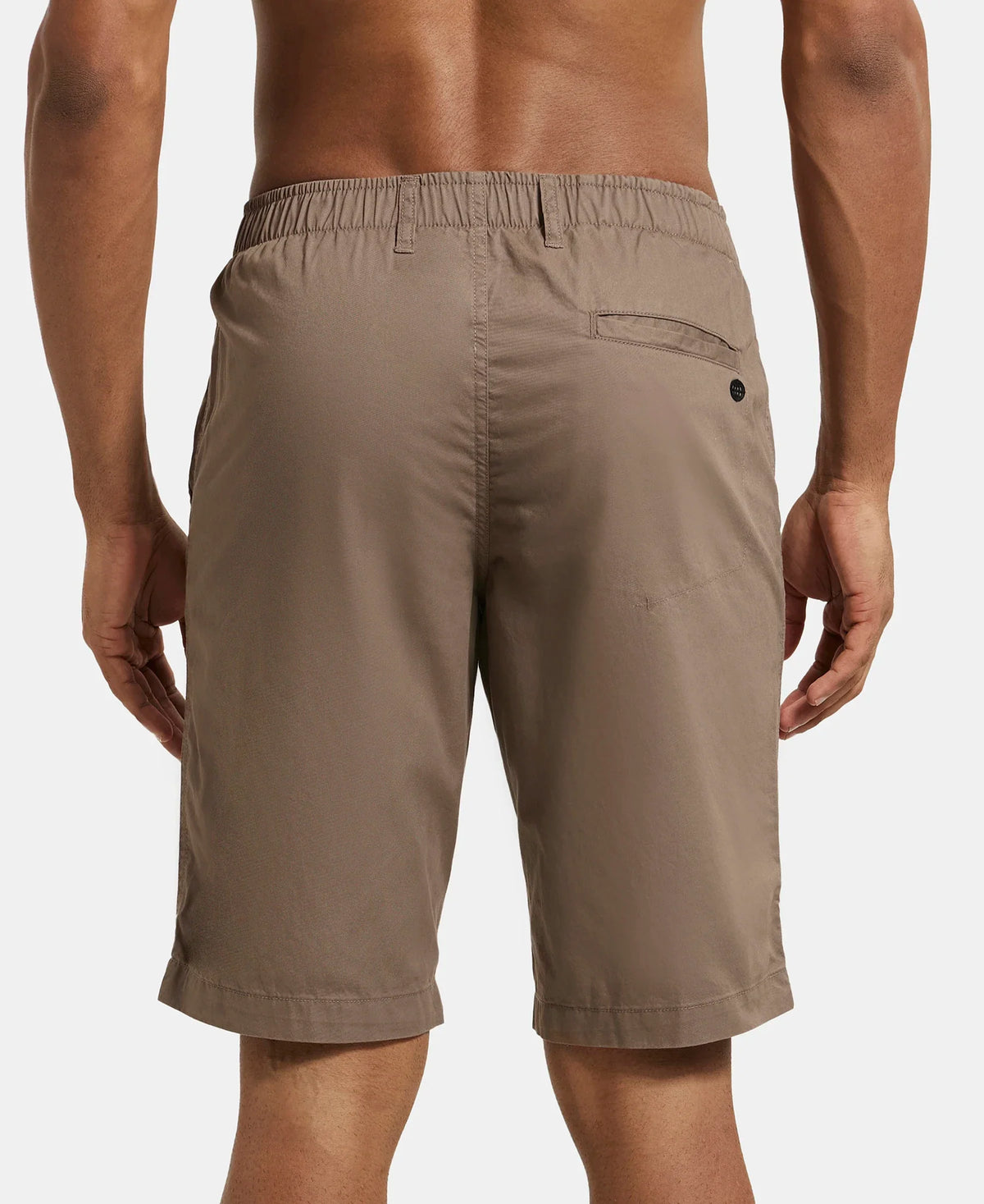 Super Combed Mercerised Cotton Woven Straight Fit Shorts with Side Pockets - Dark Khaki