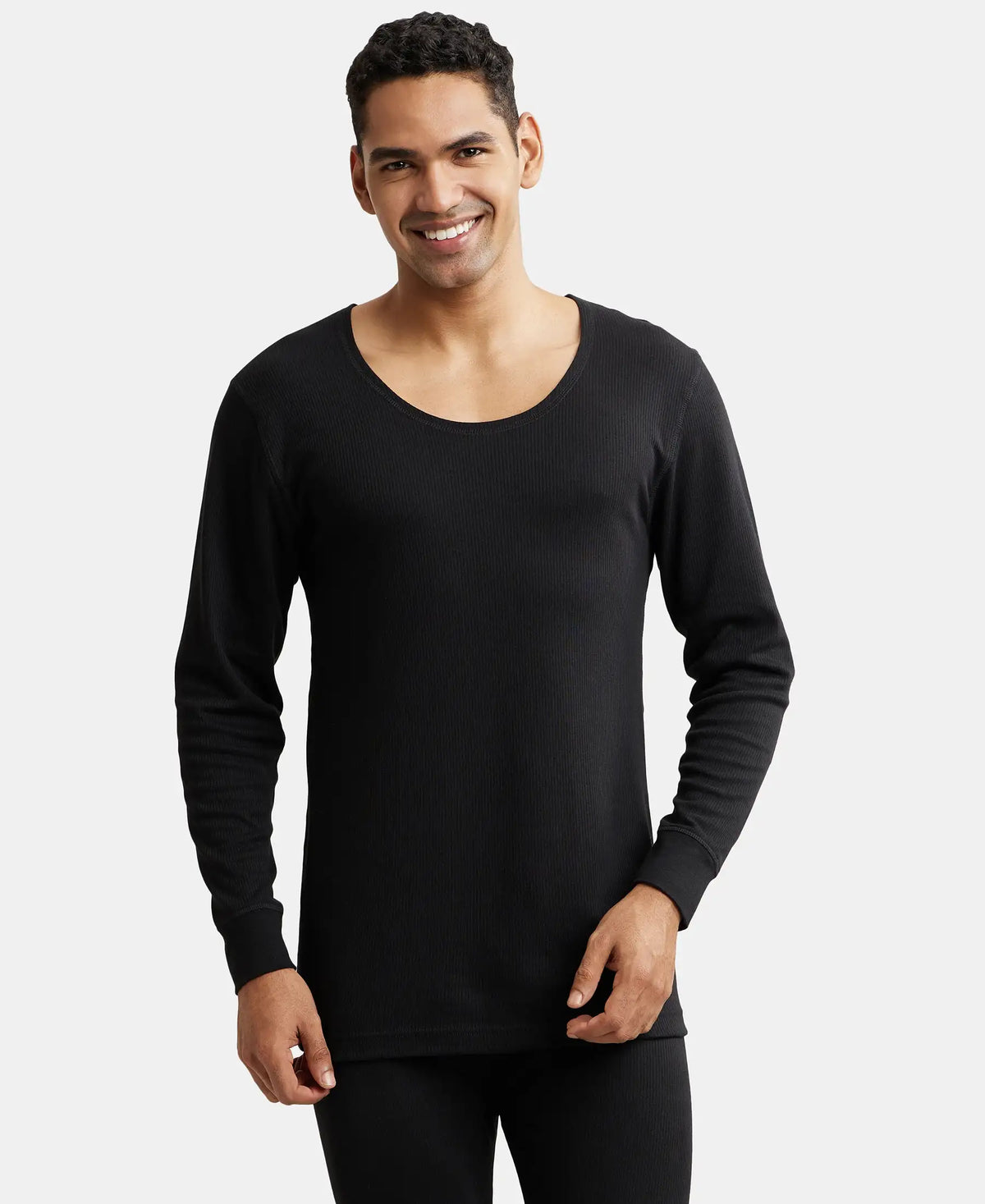 Extra Warmth Super Combed Cotton Rich Full Sleeve Thermal Undershirt with StayWarm Technology - Black