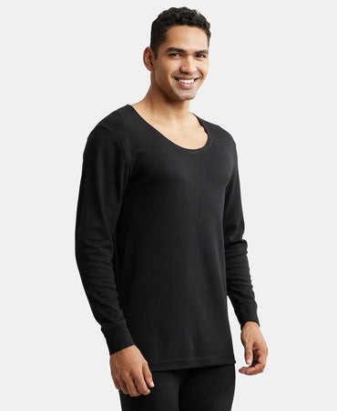 Extra Warmth Super Combed Cotton Rich Full Sleeve Thermal Undershirt with StayWarm Technology - Black