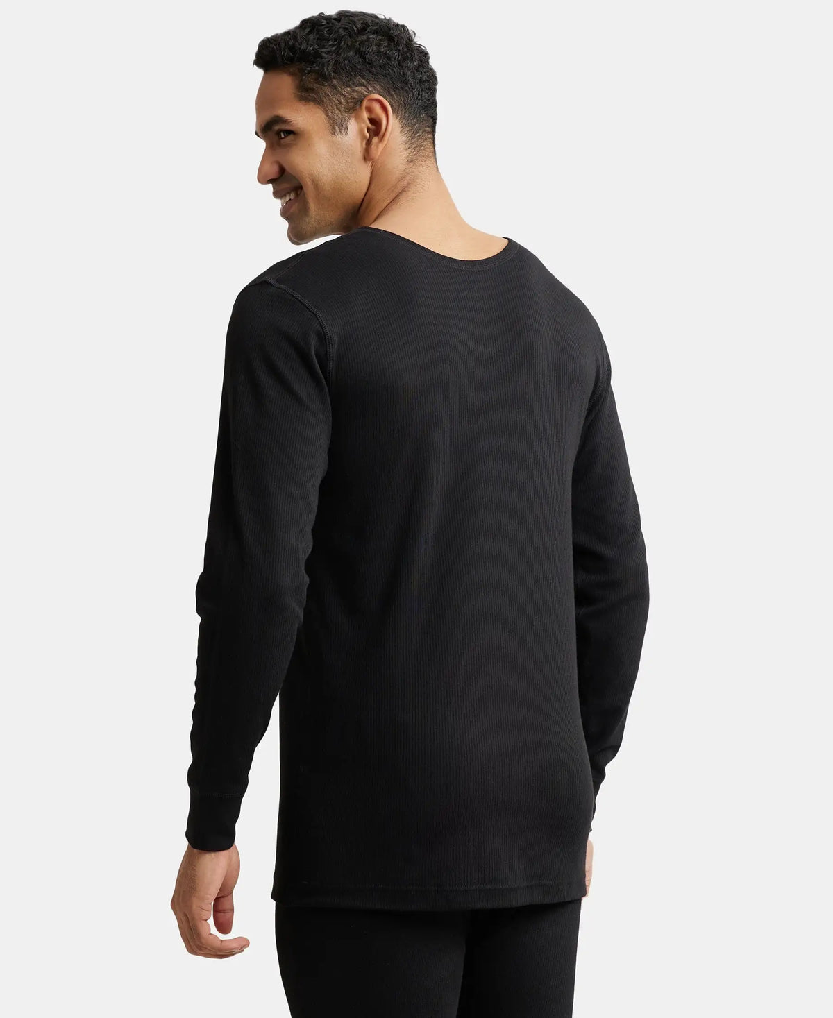 Extra Warmth Super Combed Cotton Rich Full Sleeve Thermal Undershirt with StayWarm Technology - Black