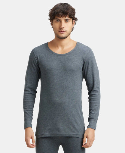 Extra Warmth Super Combed Cotton Rich Full Sleeve Thermal Undershirt with StayWarm Technology - Charcoal Melange