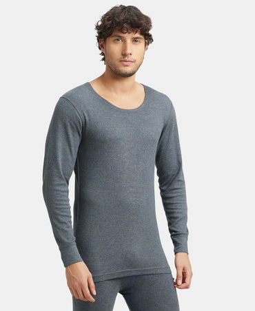Extra Warmth Super Combed Cotton Rich Full Sleeve Thermal Undershirt with StayWarm Technology - Charcoal Melange