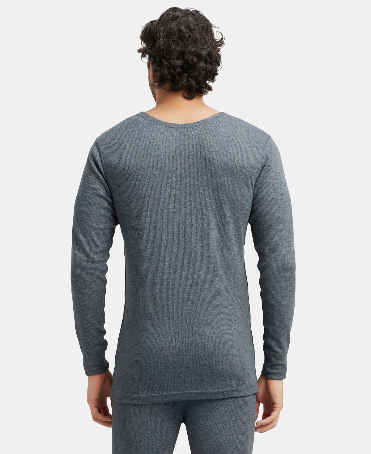 Extra Warmth Super Combed Cotton Rich Full Sleeve Thermal Undershirt with StayWarm Technology - Charcoal Melange