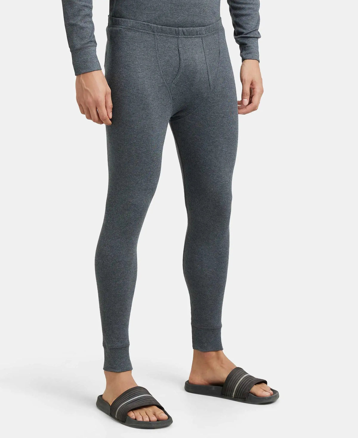 Extra Warmth Super Combed Cotton Rich Thermal Long Johns with StayWarm Technology - Charcoal Melange