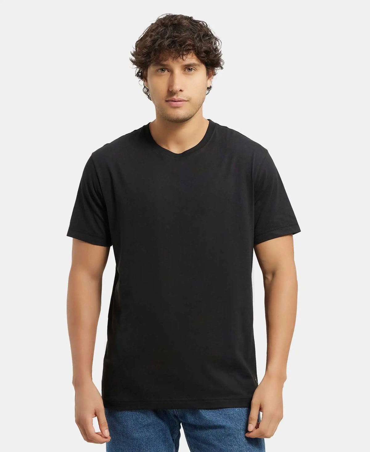 Super Combed Cotton Rich Round Neck Half Sleeve T-Shirt - Black