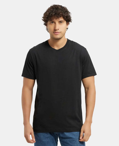Super Combed Cotton Rich Round Neck Half Sleeve T-Shirt - Black