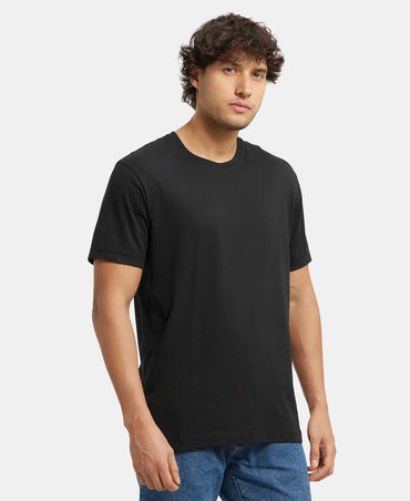 Super Combed Cotton Rich Round Neck Half Sleeve T-Shirt - Black
