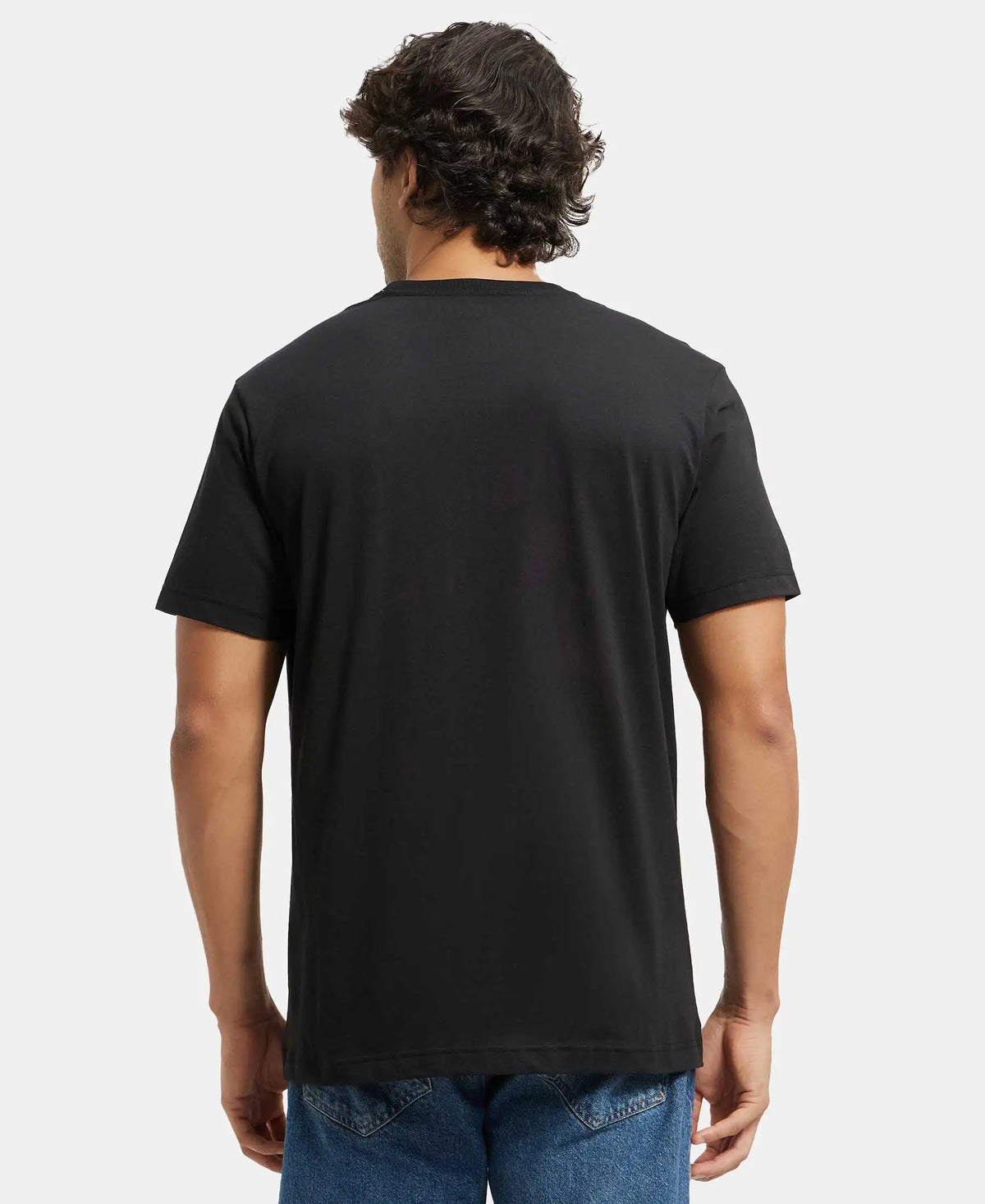 Super Combed Cotton Rich Round Neck Half Sleeve T-Shirt - Black
