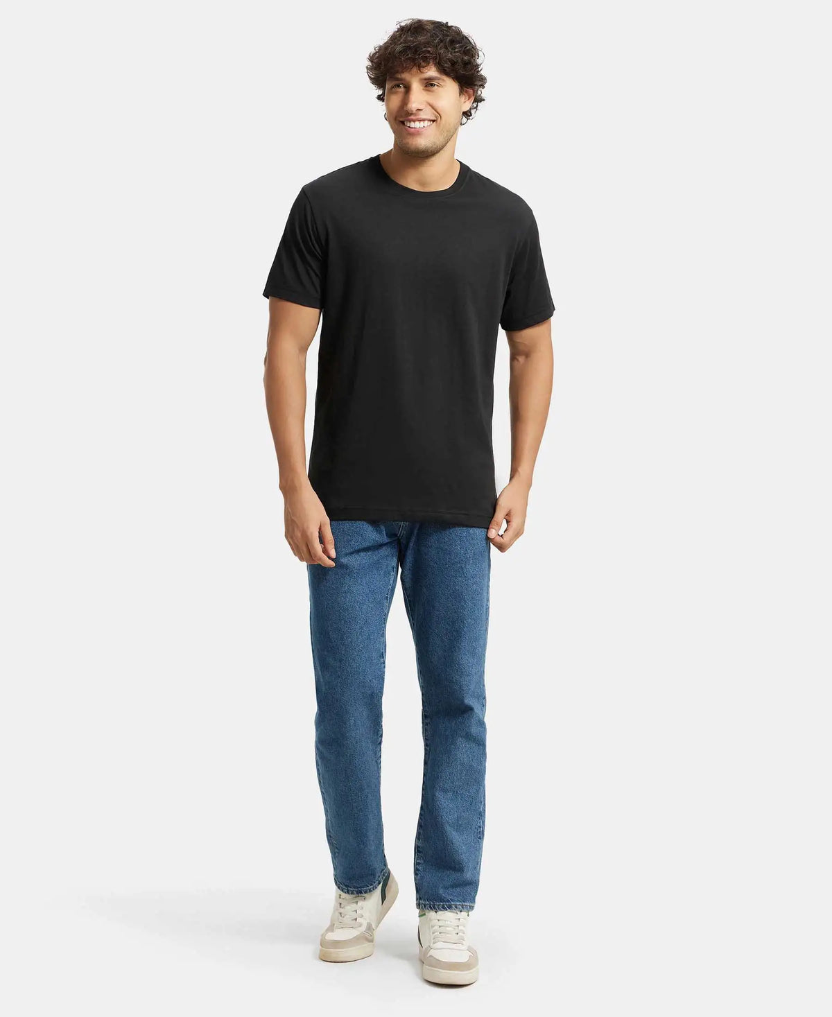 Super Combed Cotton Rich Round Neck Half Sleeve T-Shirt - Black