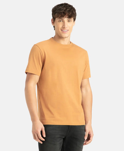 Super Combed Cotton Rich Round Neck Half Sleeve T-Shirt - Brown Sugar