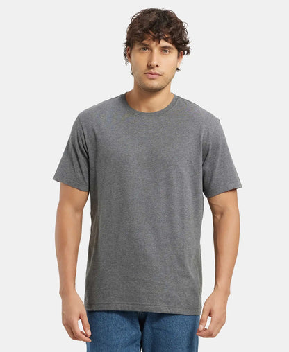 Super Combed Cotton Rich Round Neck Half Sleeve T-Shirt - Charcoal Melange