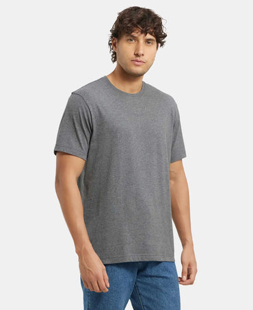 Super Combed Cotton Rich Round Neck Half Sleeve T-Shirt - Charcoal Melange