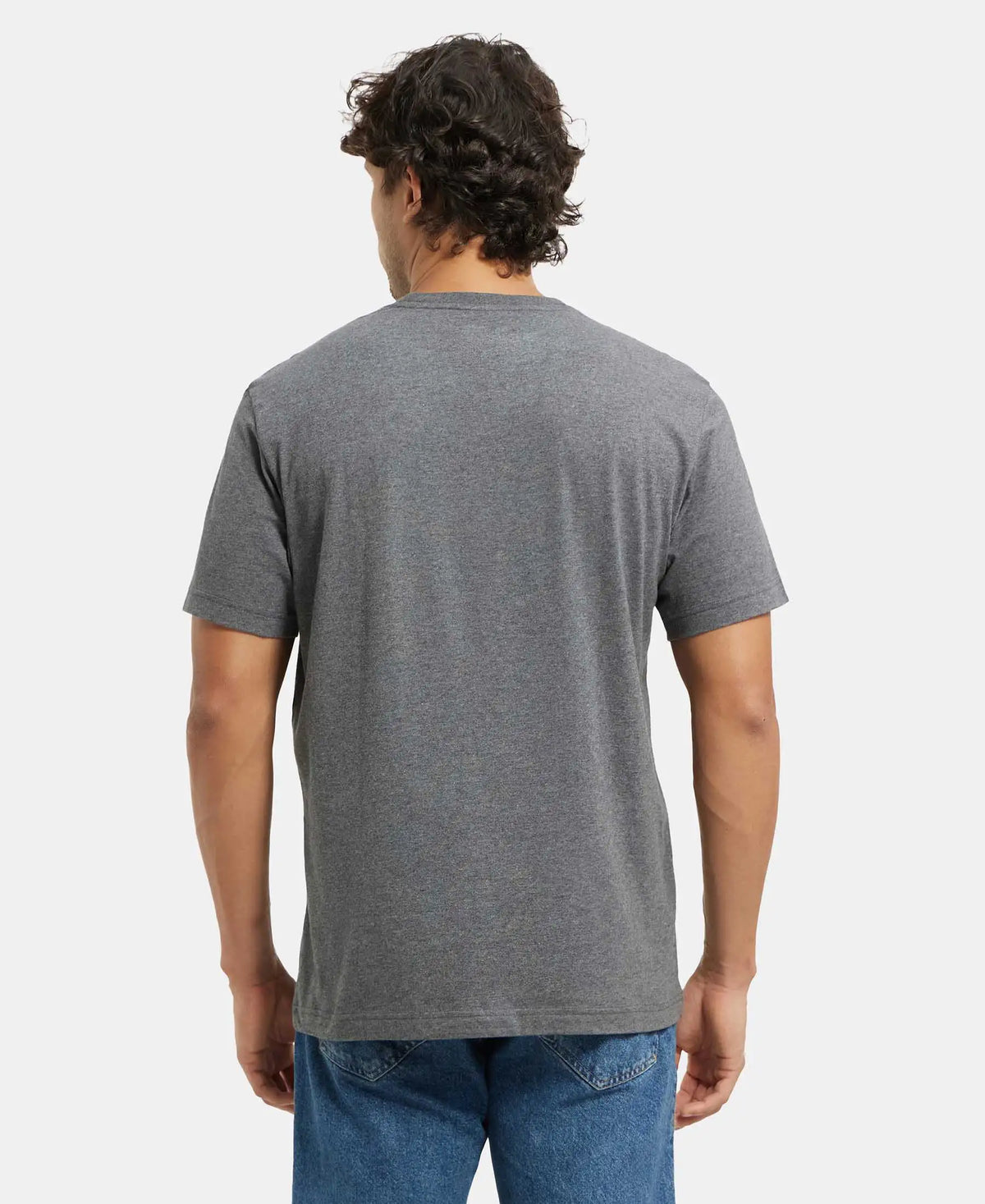 Super Combed Cotton Rich Round Neck Half Sleeve T-Shirt - Charcoal Melange