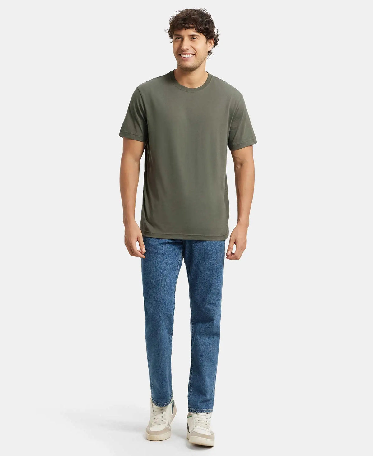 Super Combed Cotton Rich Round Neck Half Sleeve T-Shirt - Deep Olive