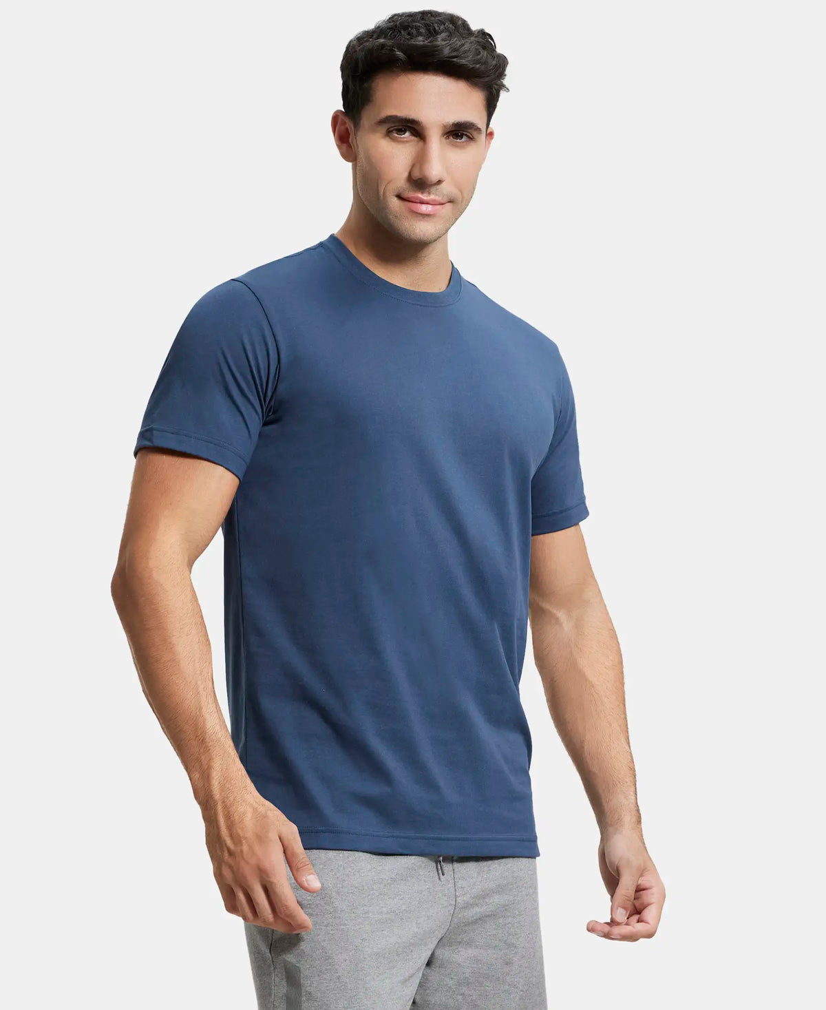 Super Combed Cotton Rich Round Neck Half Sleeve T-Shirt - Mid Night Navy