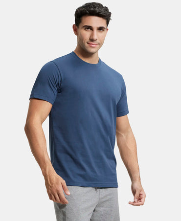 Super Combed Cotton Rich Round Neck Half Sleeve T-Shirt - Mid Night Navy