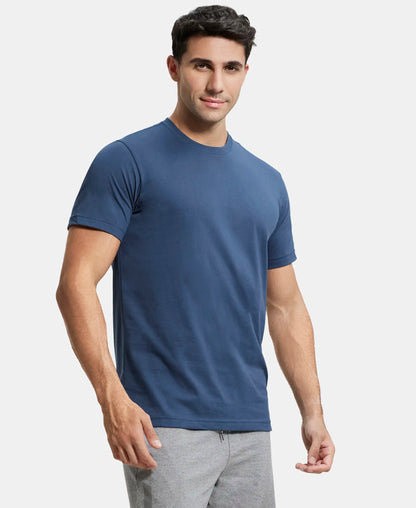 Super Combed Cotton Rich Round Neck Half Sleeve T-Shirt - Mid Night Navy