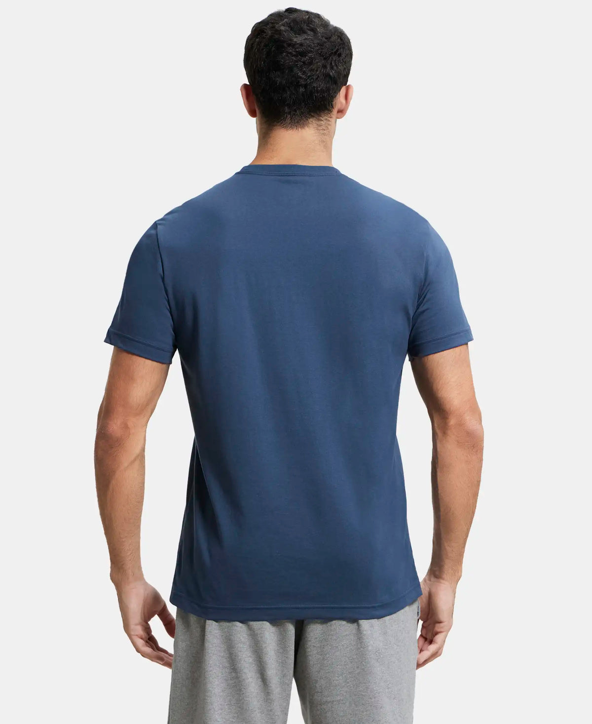 Super Combed Cotton Rich Round Neck Half Sleeve T-Shirt - Mid Night Navy