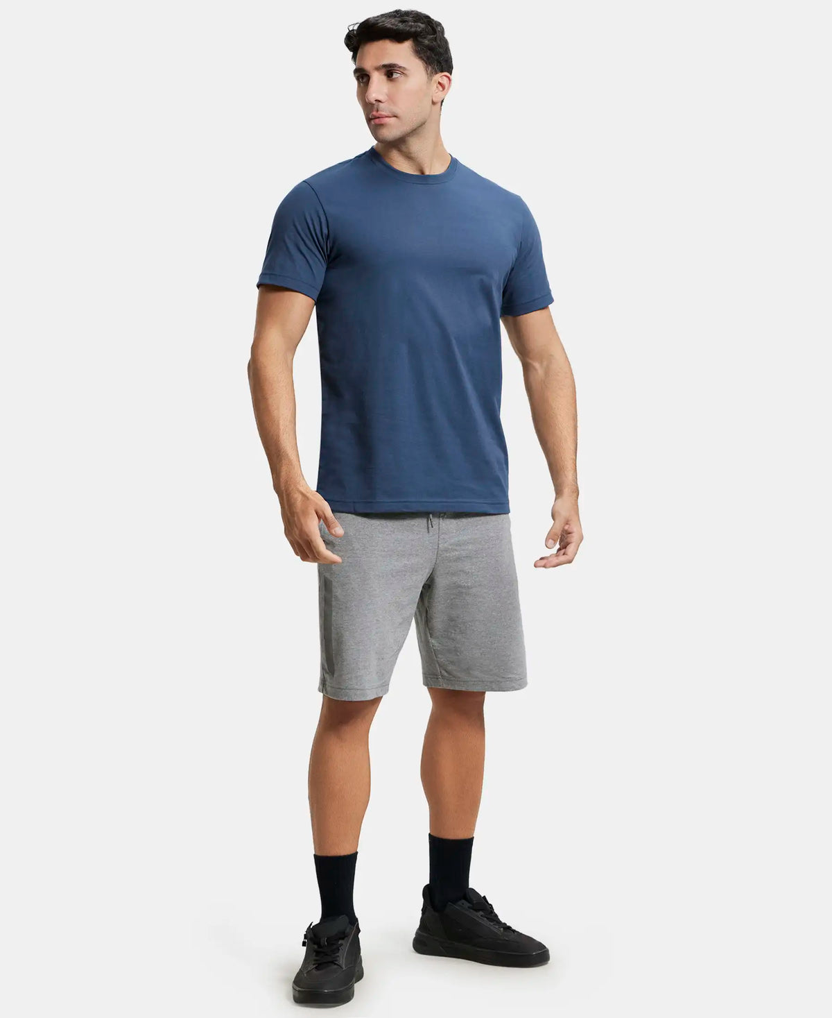 Super Combed Cotton Rich Round Neck Half Sleeve T-Shirt - Mid Night Navy