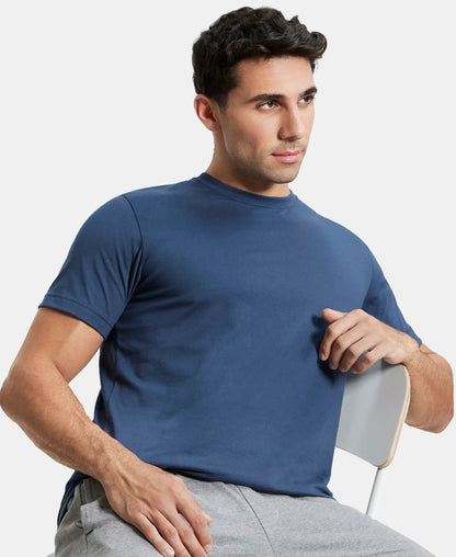 Super Combed Cotton Rich Round Neck Half Sleeve T-Shirt - Mid Night Navy
