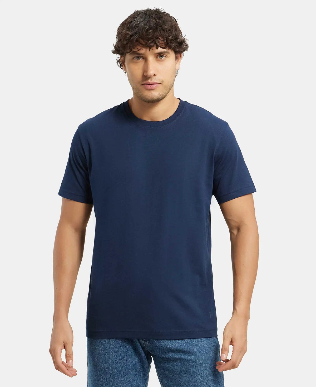 Super Combed Cotton Rich Round Neck Half Sleeve T-Shirt - Navy