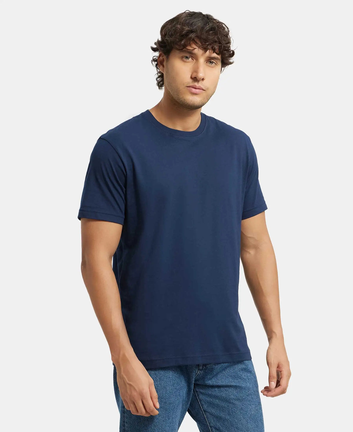 Super Combed Cotton Rich Round Neck Half Sleeve T-Shirt - Navy
