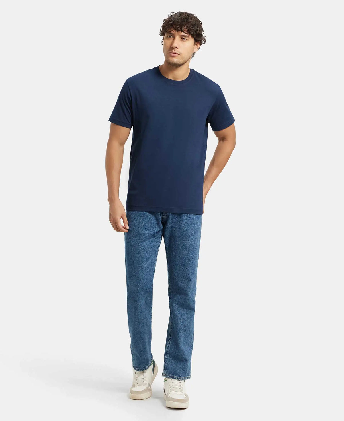 Super Combed Cotton Rich Round Neck Half Sleeve T-Shirt - Navy