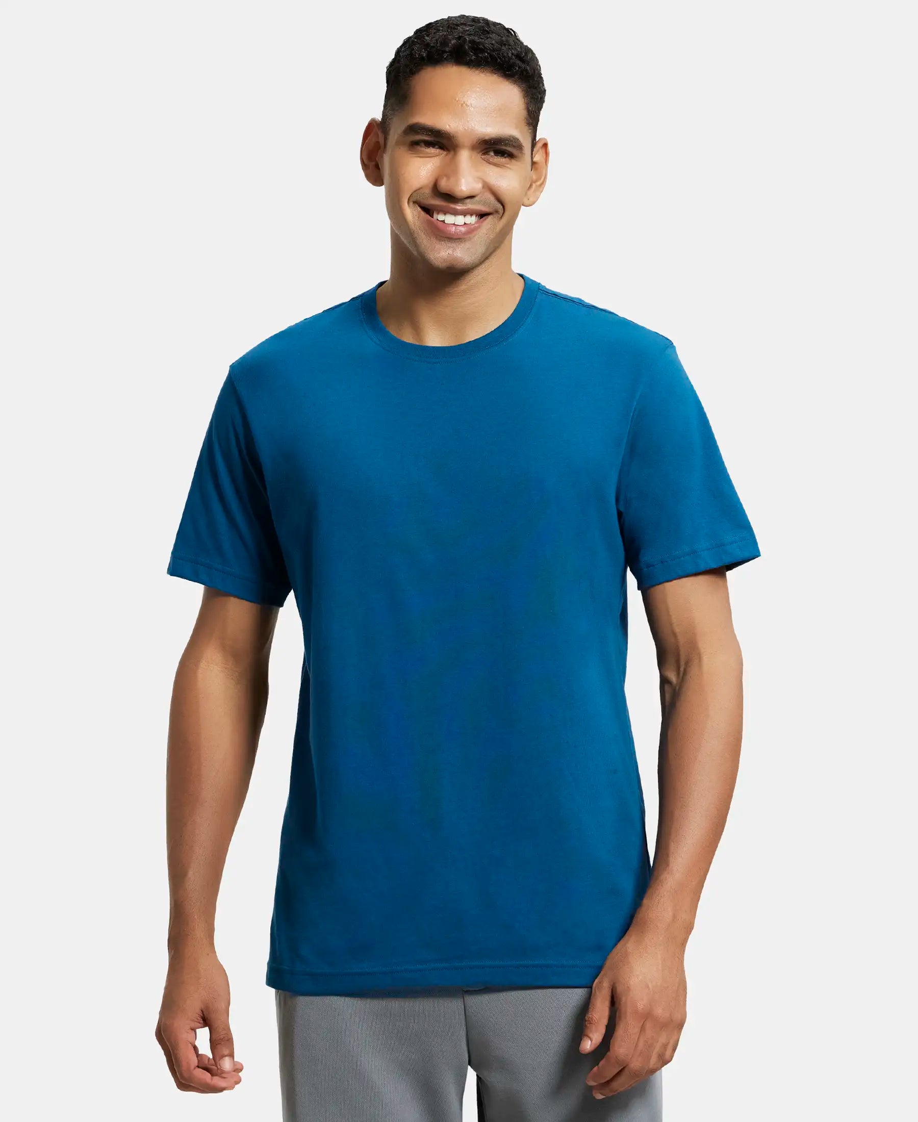 Super Combed Cotton Rich Round Neck Half Sleeve T-Shirt - Seaport Teal